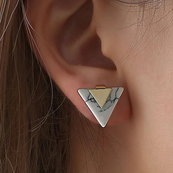 Marble & Gold Earrings - Picture 1 of 4